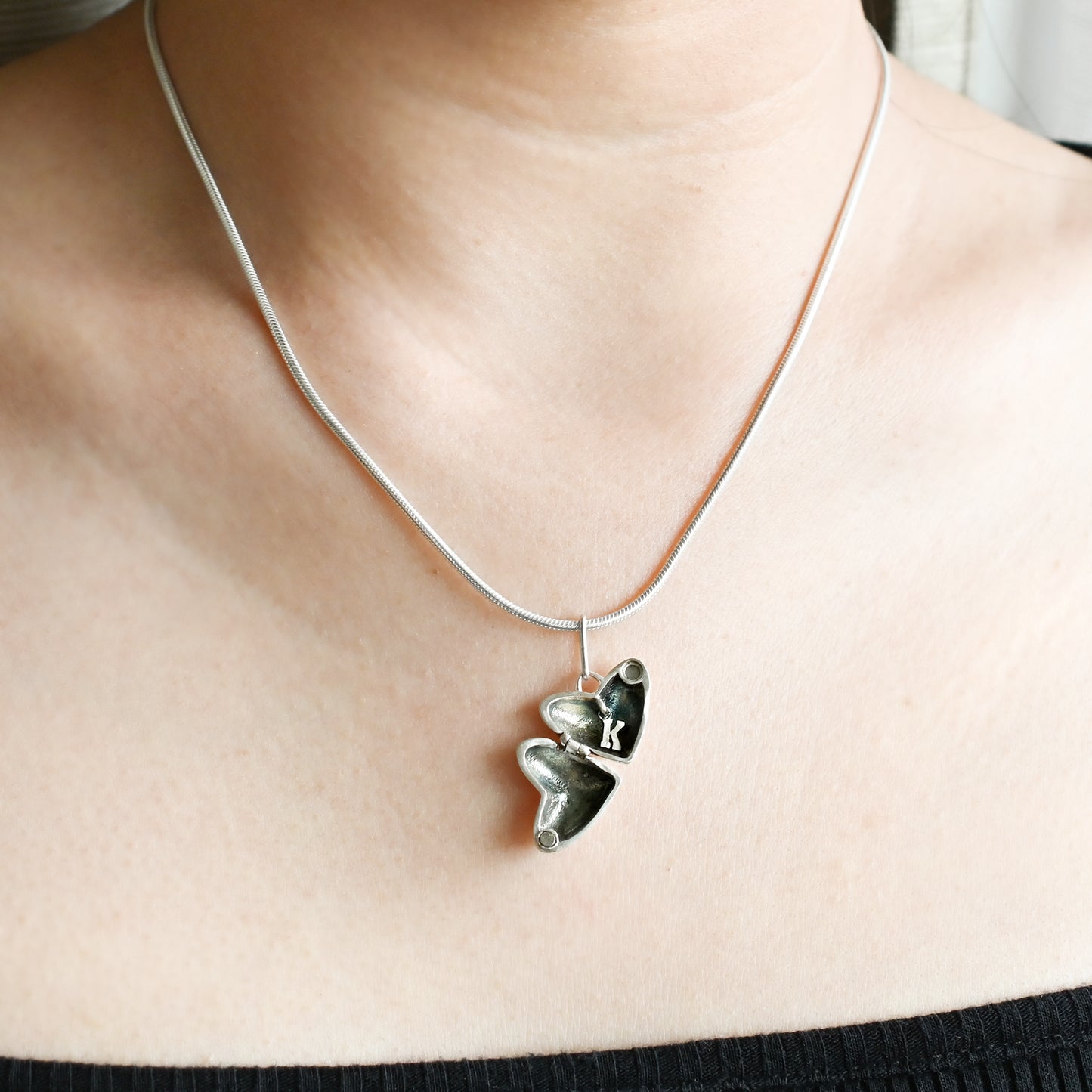 Initial Heart Locket Necklace
