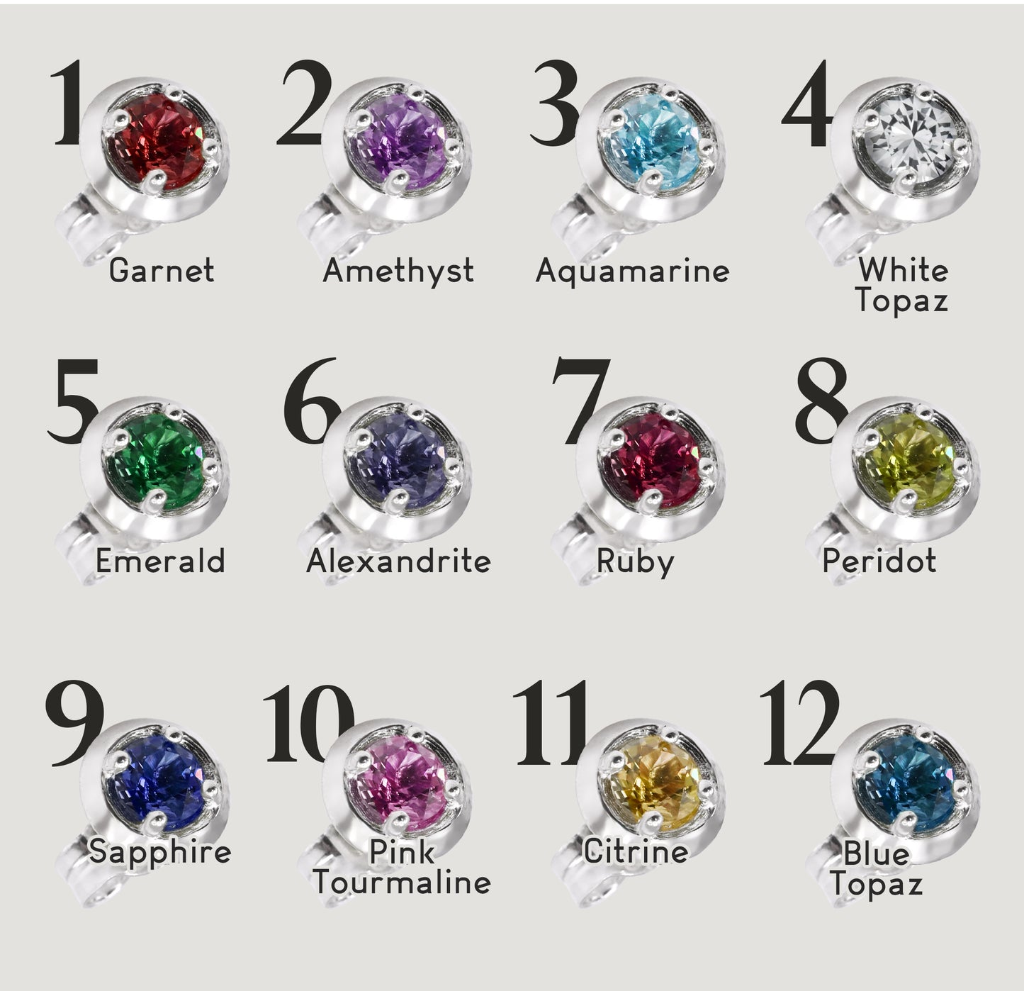 Nova Birthstone Stud Earrings