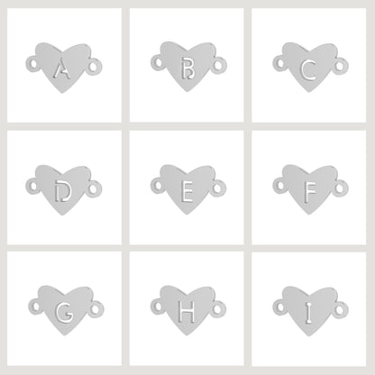 Heart Initial Bracelet -  Connector Charms