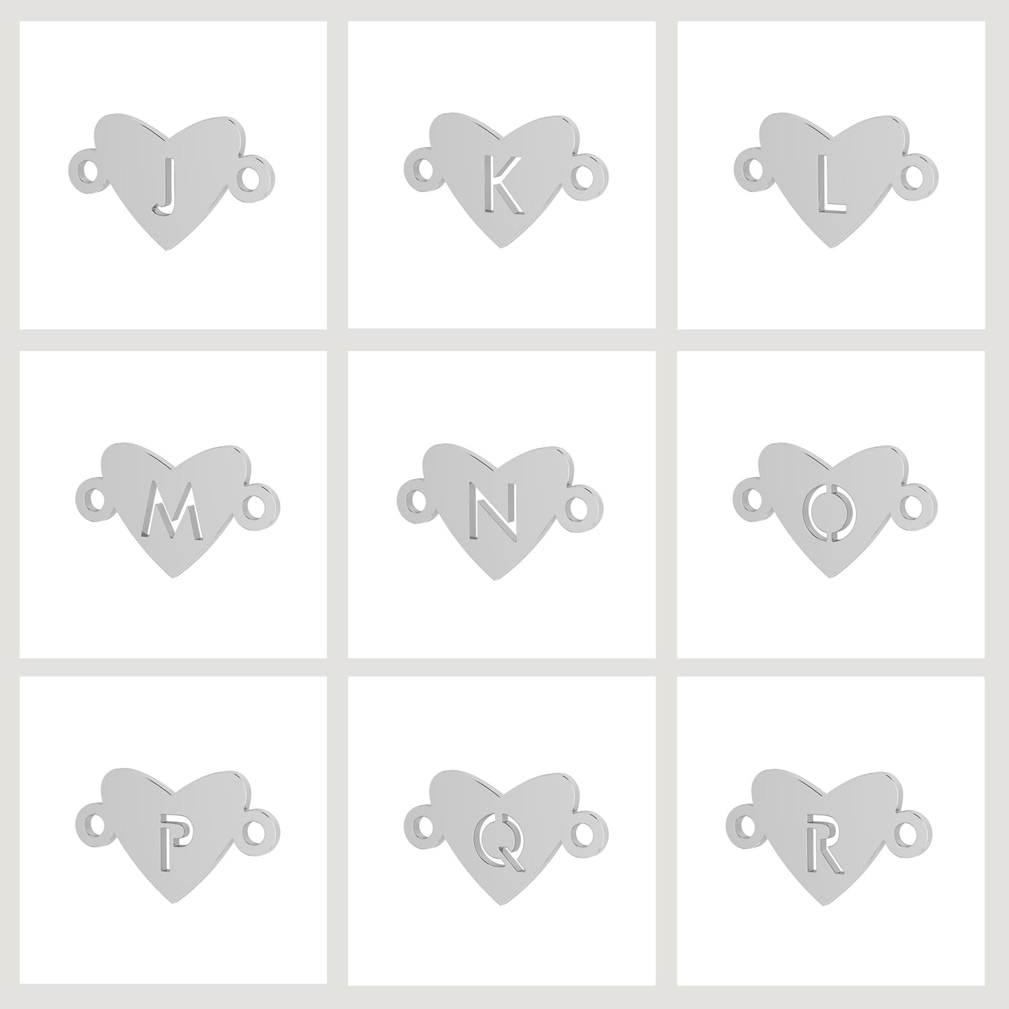 Heart Initial Bracelet -  Connector Charms