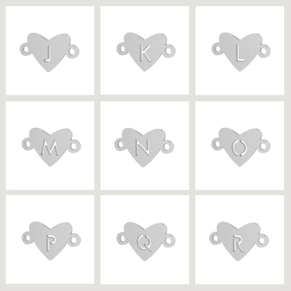 Heart Initial Bracelet -  Connector Charms
