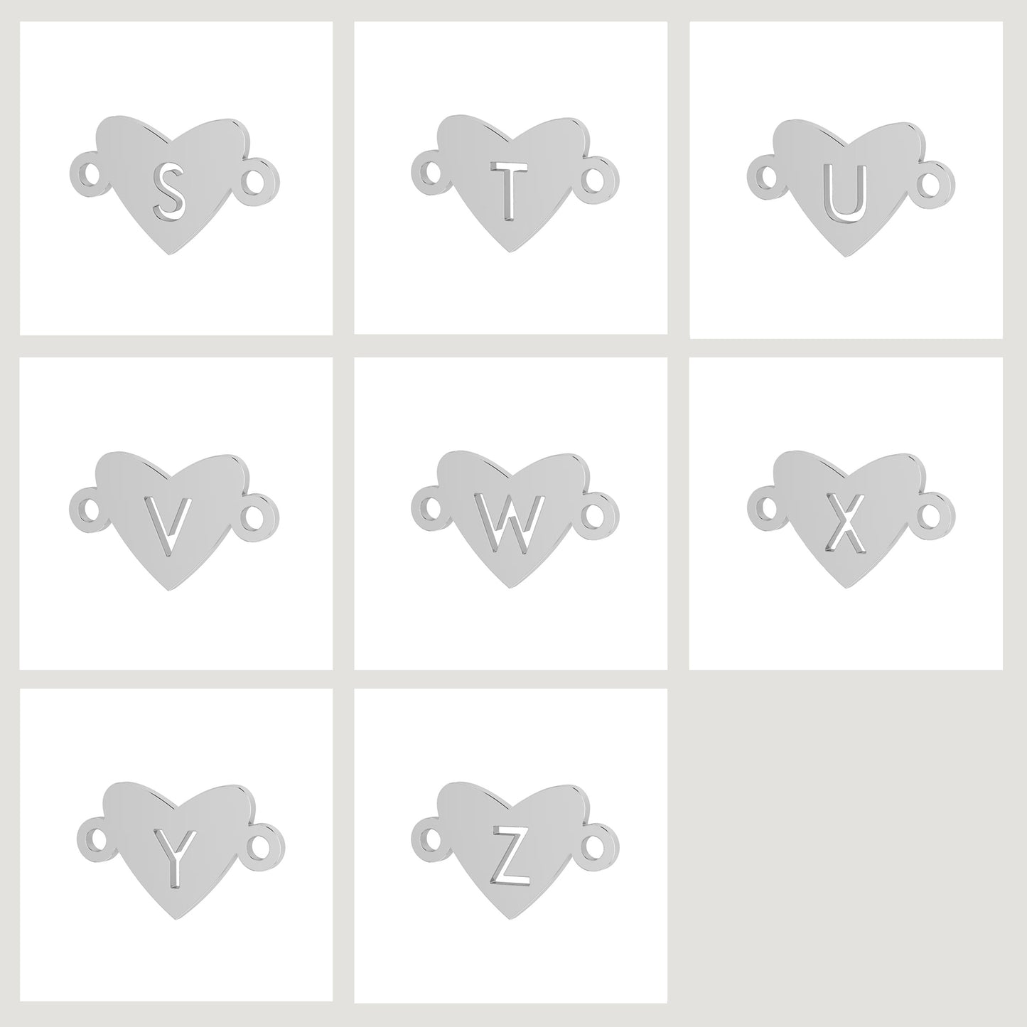 Heart Initial Bracelet -  Connector Charms