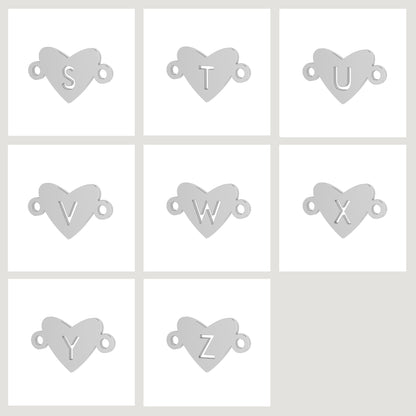 Heart Initial Bracelet -  Connector Charms