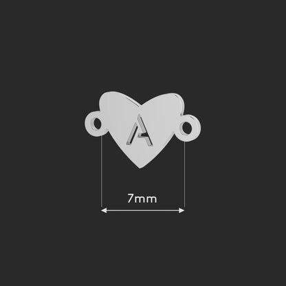 Heart Initial Bracelet -  Connector Charms