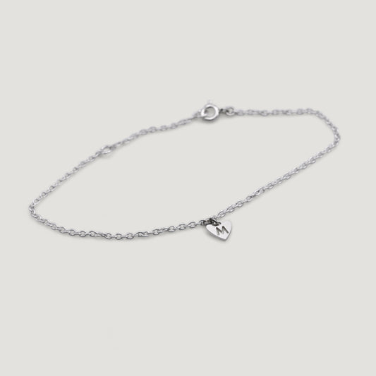 Heart Initial Bracelet -  Dangle Charms